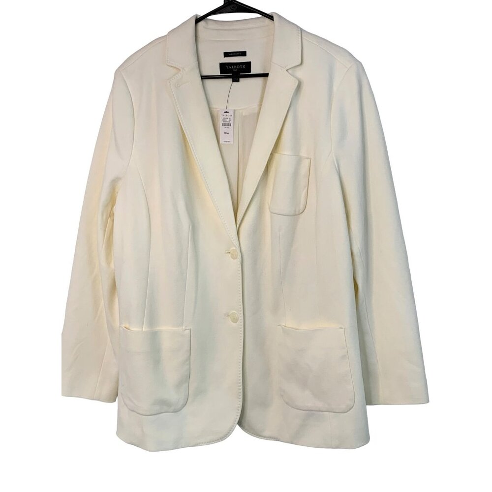 Talbots Aberdeen Women's Plus Size Blazer Jacket 18W White 7366 NWT $179 Pockets